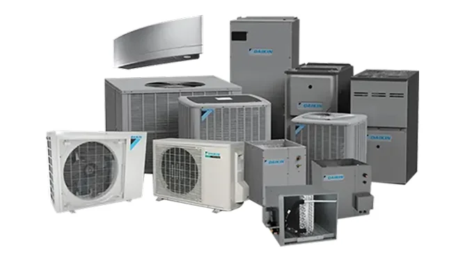 The Daikin product family — furnaces, heat pumps, air conditioners, air handlers and ductless mini-splits