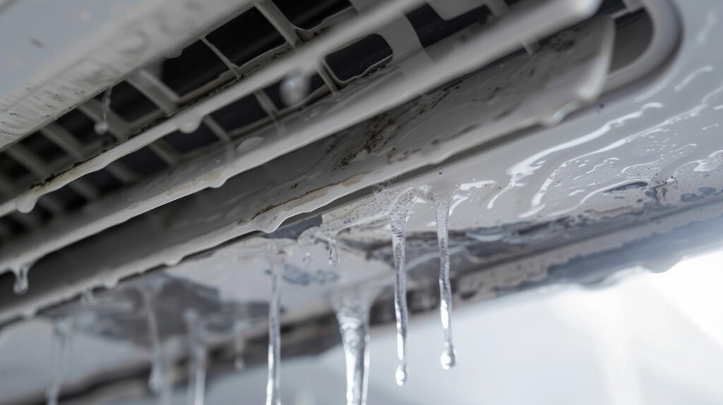 Why Is Your AC Freezing Up During Hot Weather in Springfield? 7 Dripping water from an air conditioning unit, highlighting potential AC issues after a power outage.